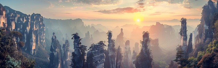 Fototapeta premium The Harmony of Nature: A Mountain Overlooking a Gentle River 