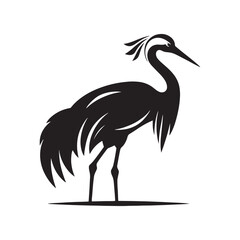 Obraz premium Elegant crane silhouette for various creative applications - Crane black vector 