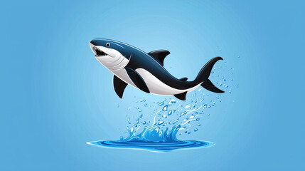 Obraz premium angler hook adventure. Shark leaping out of water mid air