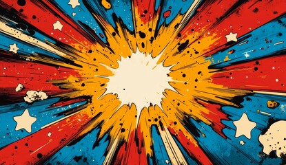 Comic burst explodes vibrantly in retro style.
