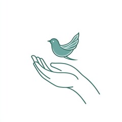 Obraz premium Gentle hands holding a small bird, symbolizing care and freedom.