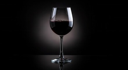 Elegant red wine glass with dark background