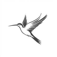 Obraz premium Elegant stylized hummingbird in flight, monochrome illustration.