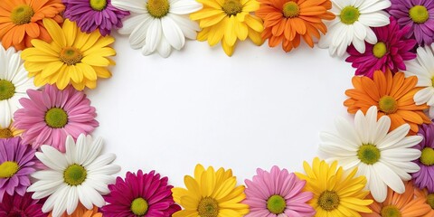 Colorful daisies arranged in a round pattern, decorative items, gift, celebration, circular pattern, floral