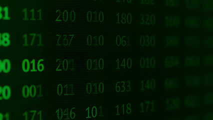 A binary code backdrop with cascading green numbers, inspired by digital systems