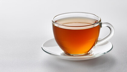 tea in a cup on a white background for breakfast