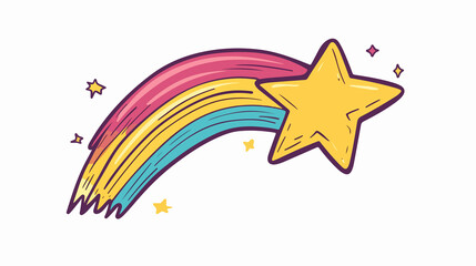 Obraz premium Sparkling Shooting Star and Rainbow in the Sky Vector Illustration