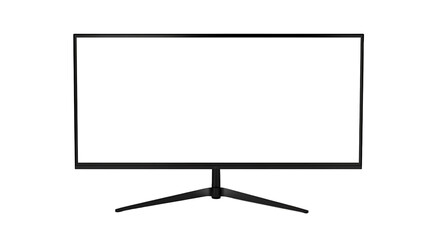 High-resolution monitor display with a blank white screen, isolated on a transparent background. Ideal for presentations, web design, and digital mockups.