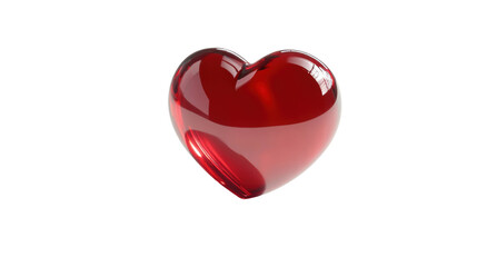 Glossy red heart rotating on transparent background representing love and romance