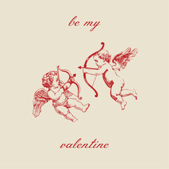 Saint Valentine's Day vector social media posts set Collection of cute illustration