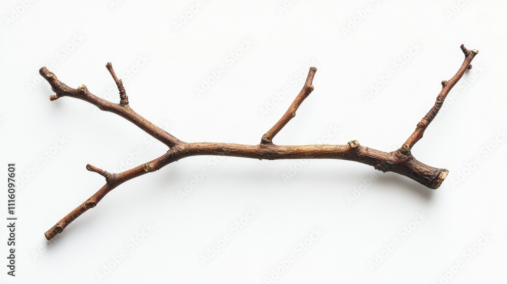 Poster dried tree branch isolated on white background showcasing natural texture and design for decorative 
