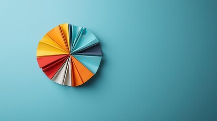 Obraz premium Origami folded into a financial pie chart, symbolizing balanced investments, origami financial pie chart, investment diversification