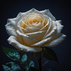 A white rose illuminated by modern LED lights.