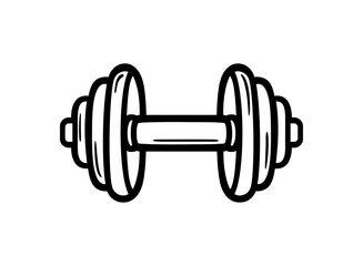 Dumb-bell black icon. Weightlifting barbell vector symbol. Barbell vector icon for web graphic design. Weight-lifting sign.  Bodybuilding, gym, crossfit, workout. Sport equipment