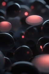 Abstract representation of bubbles with glowing highlights in a dark setting.