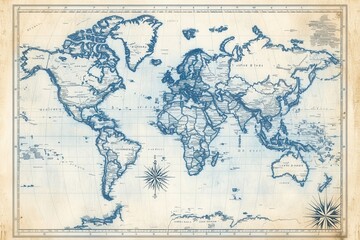 Obraz premium Simplified Global Map Design with Arrows and Details
