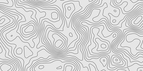 Fototapeta premium White background topography contour map with black curve lines. luxury topographic wavy pattern and geographic grid map patterns, topography line map. Vintage outdoors style. 