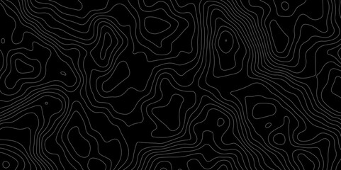 Fototapeta premium Black background topography contour map with black curve lines. luxury topographic wavy pattern and geographic grid map patterns, topography line map. Vintage outdoors style. 