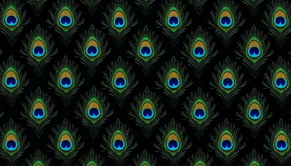 Obraz premium Seamless Peacock Eye Feather Pattern Abstract Design Background