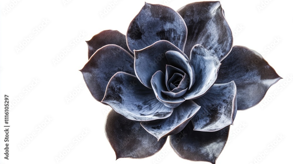 Poster black succulent plant against a white background showcasing its intricate leaf design and unique for