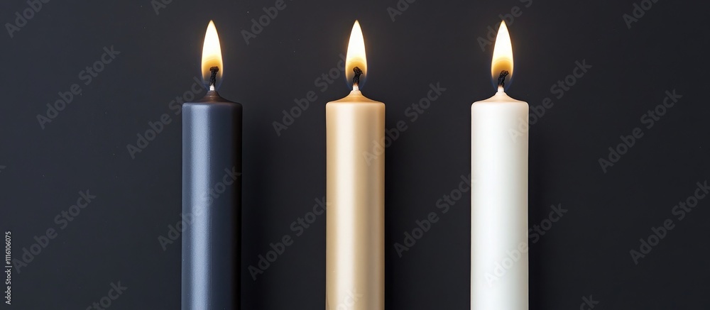Aufkleber three elegant candles glowing softly against a dark background creating a serene and atmospheric moo