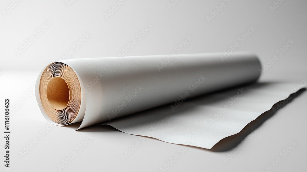 Poster Blank newspaper roll with white background for customizable ads and design projects showcasing clean and minimalistic layouts.