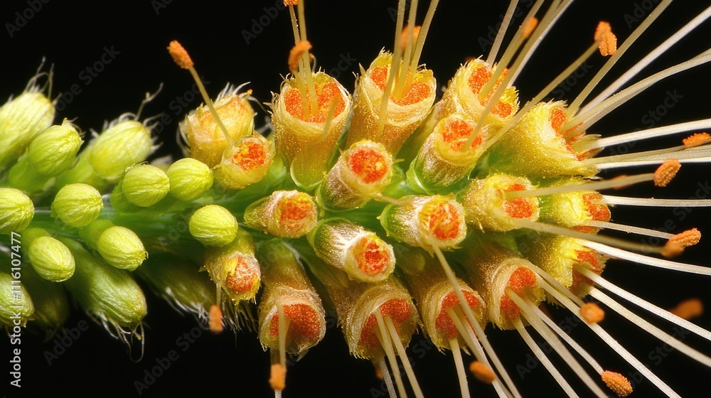 Aufkleber vibrant macro closeup of botanical garden flower with intricate details and vivid colors on dark bac