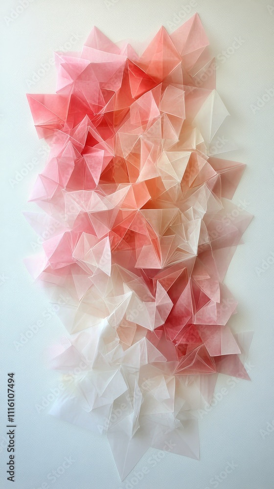 Poster abstract geometric shapes in soft pink tones creating a textured wall design