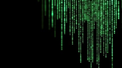 Fototapeta premium Exploring digital transformation green binary code patterns abstract data visualization dark background futuristic design technology concept