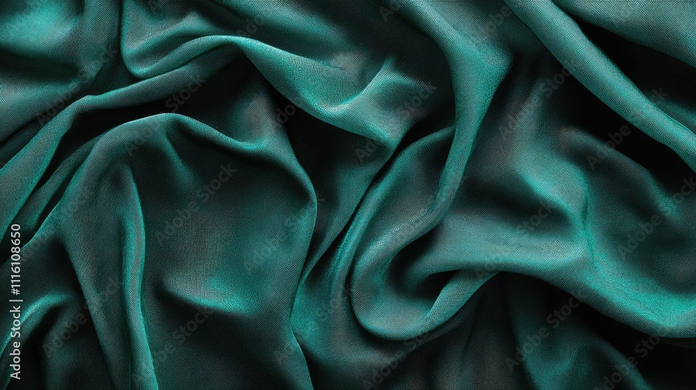 Aufkleber elegant green silk fabric texture draped in waves ideal for interior design concepts and textile sel