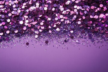 Obraz premium Colorful purple glitter cascades over a sparkling surface at a festive celebration event