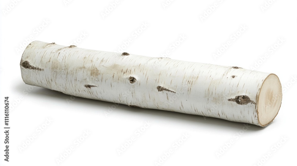 Aufkleber birch log isolated on a white background showcasing its natural texture and color for decorative or 