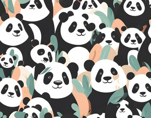 Fototapeta premium illustration of panda wild animal flat vector style background