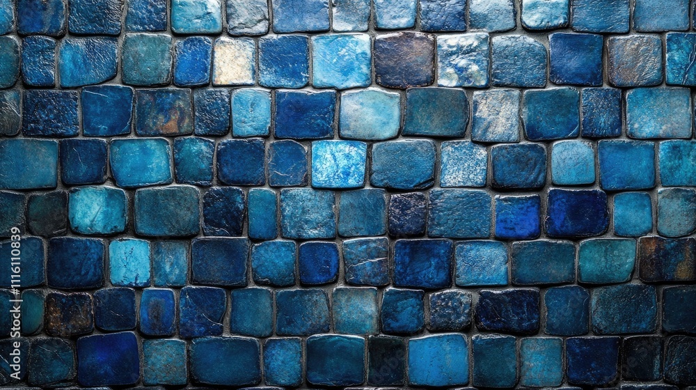Aufkleber Blue mosaic tiles texture background perfect for design projects and artistic presentations showcasing depth and rich color variations.