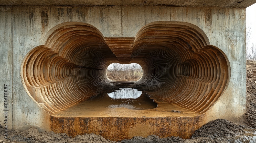 Poster corrugated duct within precast concrete column showcasing unique design and industrial architecture 