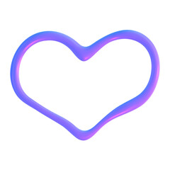 3D heart hologram gradient. 3d y2k chrome metal heart. Render vector holographic