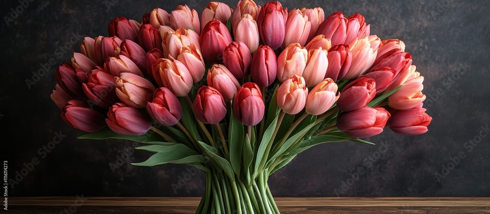 Poster vibrant tulip bouquet in full bloom adding elegance and color to your home decor for a fresh and inv