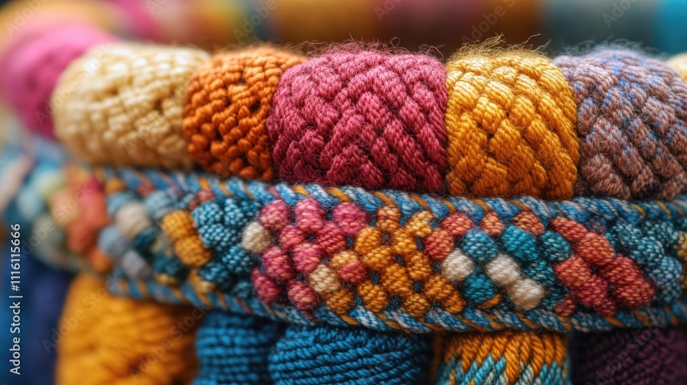 Aufkleber Handwoven colorful arrow cane bracelets showcasing intricate textile patterns in a close-up view highlighting craftsmanship and design details