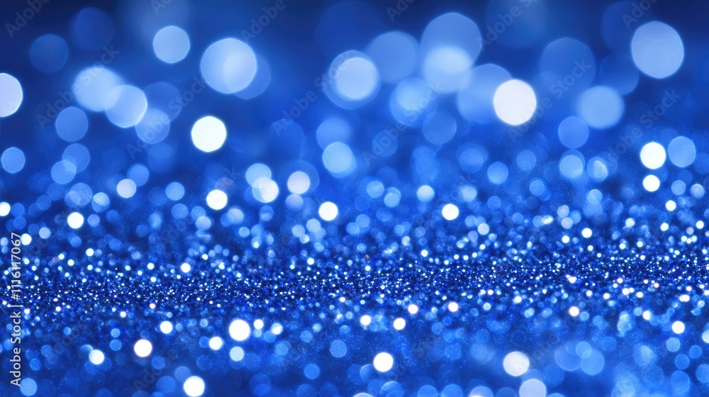 Poster elegant blue glitter particles shimmering underwater with a dreamy bokeh effect creating a festive a
