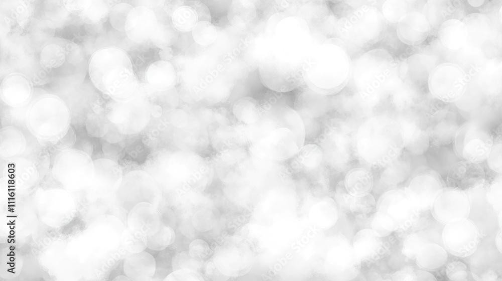 Poster Monochromatic cloud texture background with soft bokeh effect, featuring varying shades of grey and white, ideal for design projects, abstract art, backgrounds, textures.
