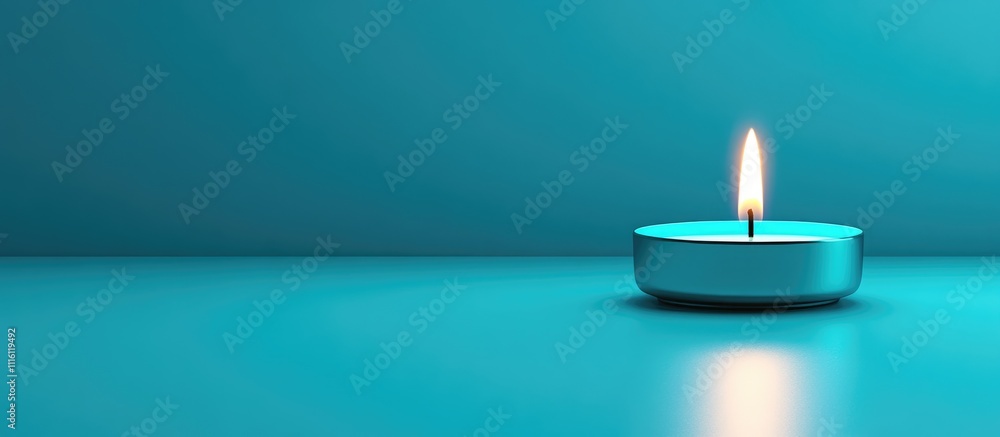Aufkleber candle flame illuminating a serene light blue background creating a tranquil and calming atmosphere 
