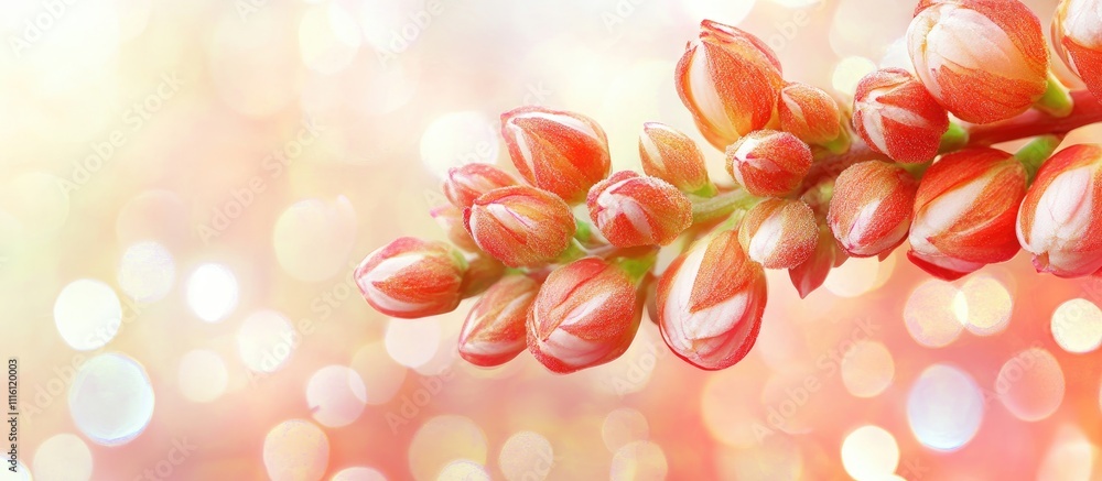 Poster delicate flower buds with soft bokeh background ideal for creating elegant holiday cards or springti