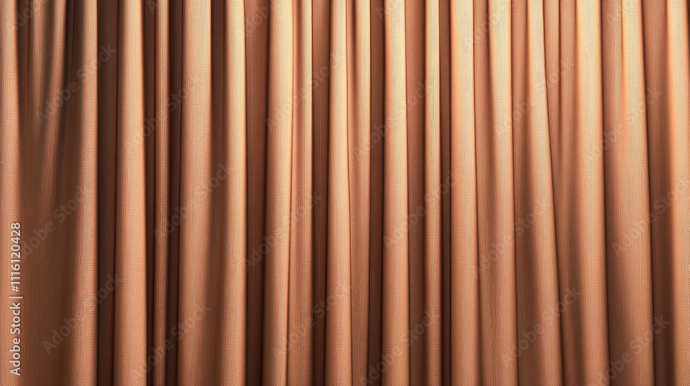 Aufkleber Elegant brown curtain fabric with soft folds creating a serene backdrop for text or graphics in presentations and advertisements