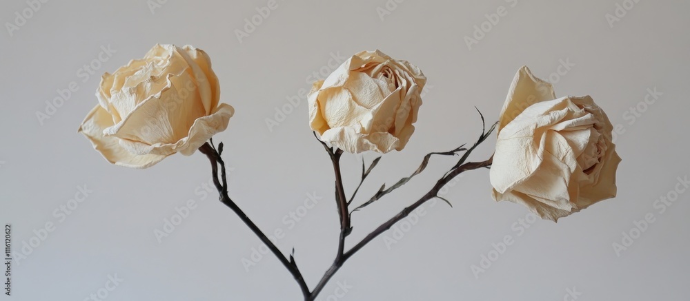 Aufkleber dried roses in delicate pastel tones on a soft light background for a serene and elegant botanical c