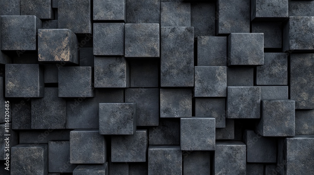 Poster textured dark grey abstract background featuring a pattern of 3d cubes ideal for modern wallpaper an