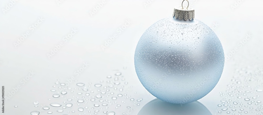 Poster elegant blue christmas ornament with droplets and soft background in shallow depth of field perfect 