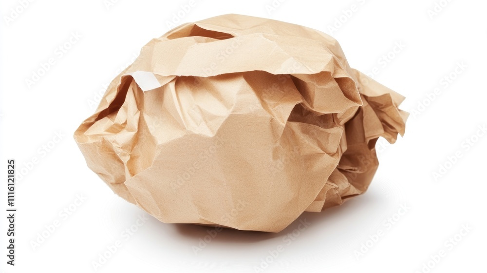 Aufkleber crumpled brown paper texture featuring detailed creases and folds on a bright background for creativ