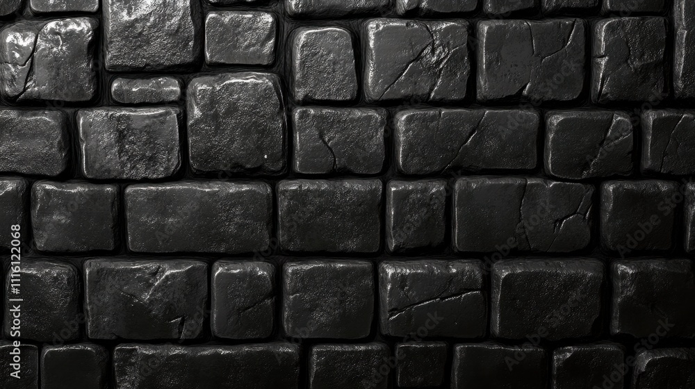Poster dark stone wall texture seamless pattern background design for game development and architectural pr