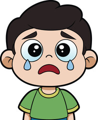 Obraz premium Crying Boy with Tears on White Background