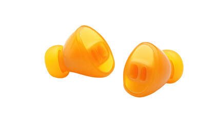 A pair of bright yellow earplugs designed for noise reduction and comfort.